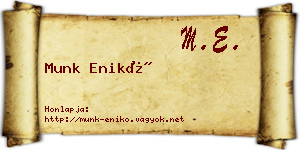 Munk Enikő névjegykártya